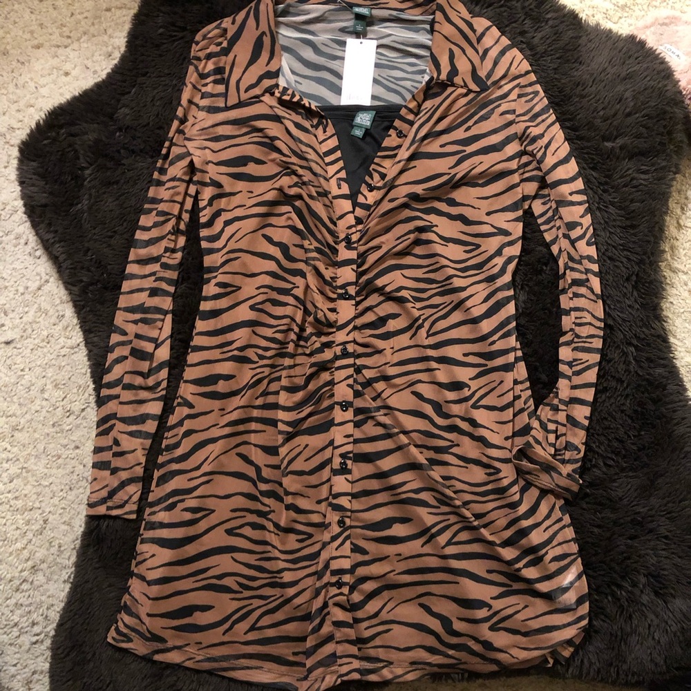 Tiger print button up dress